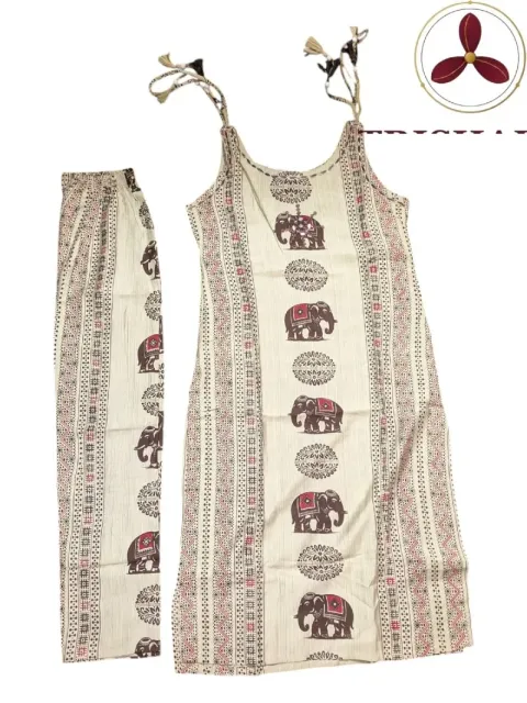 Light gray maroon elephant design co-ord set - TT1017753