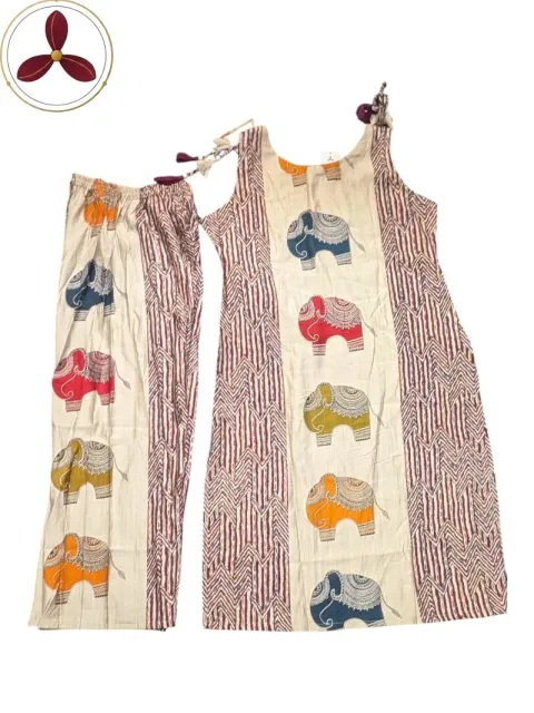 Light Gray Multi Color Elephant Design co-ord set - TT1014745