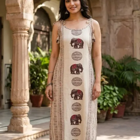 Light gray maroon elephant design co-ord set - TT1017753